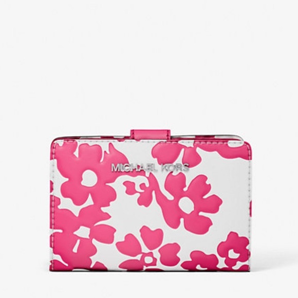 Michael Kors Jet Set Medium Floral Print Bi-Fold Wallet - Picture 1 of 11